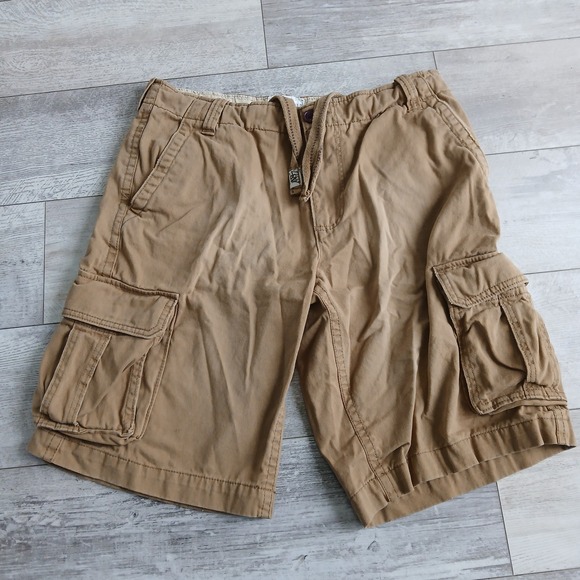 Aeropostale Authentic Cargo Shorts Mens Size 33 Tan Drawstring Casual - Picture 1 of 12